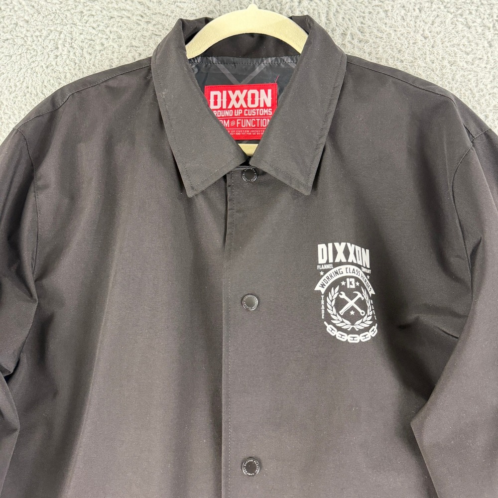 Dixxon Working Class Heroes Coaches Jacket Mens XL Black Snap Front Windbreakerr - Picture 2 of 14